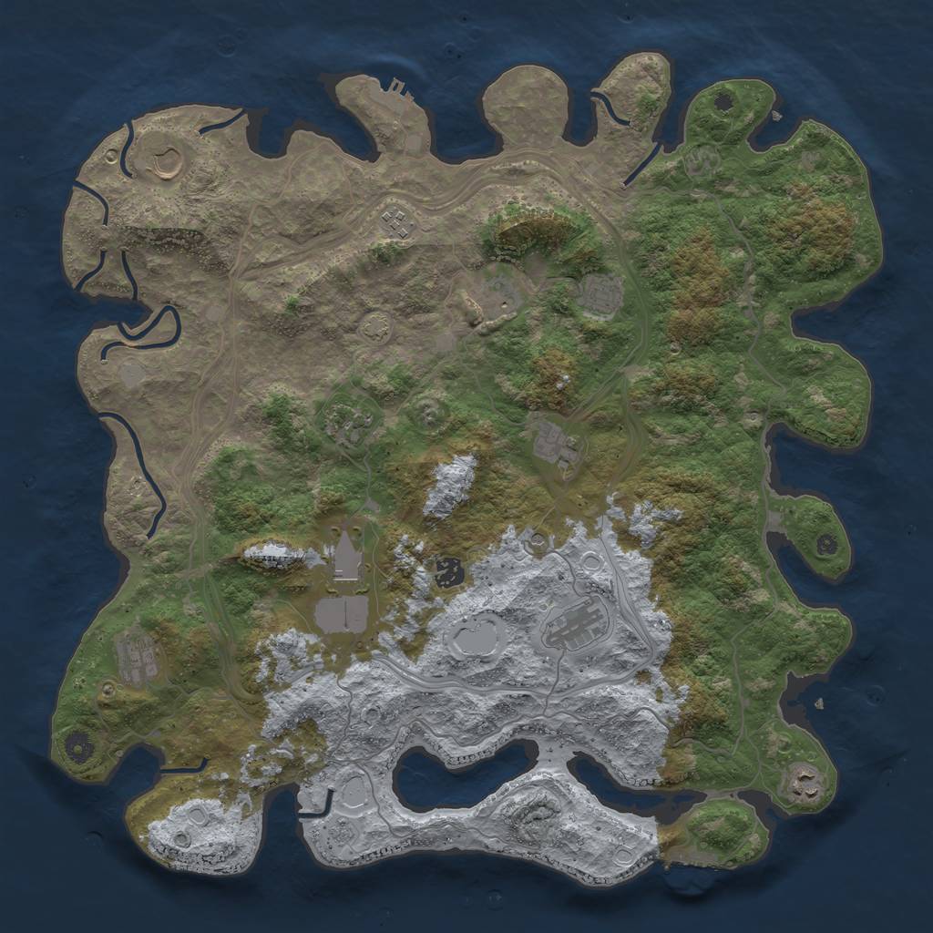 Rust Map: Procedural Map, Size: 4500, Seed: 155939697, 19 Monuments