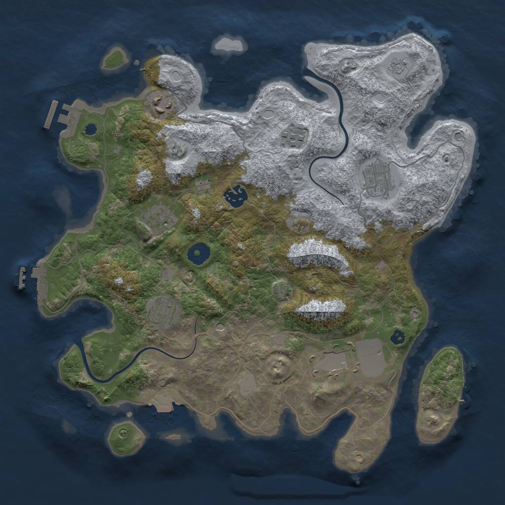 Rust Map: Procedural Map, Size: 3500, Seed: 1049061169, 13 Monuments