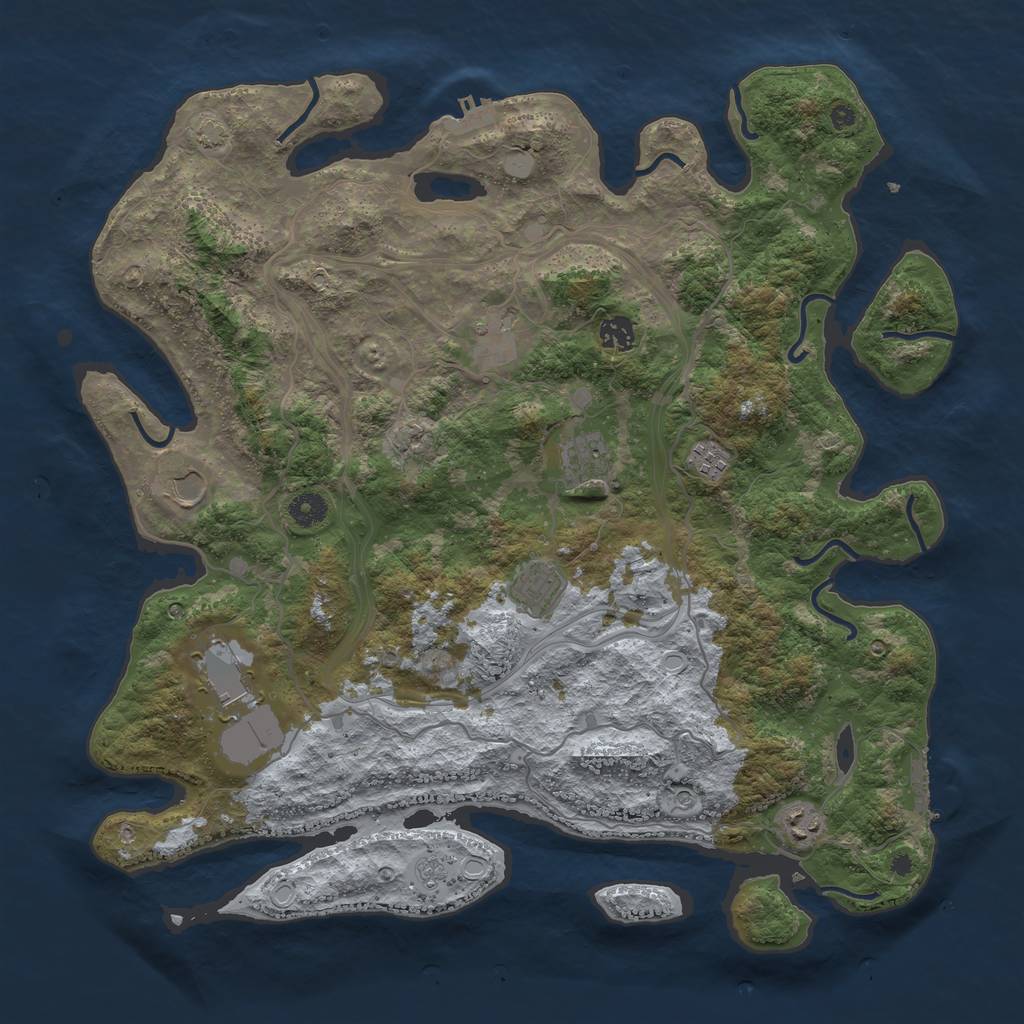 Rust Map: Procedural Map, Size: 4250, Seed: 1084656401, 15 Monuments
