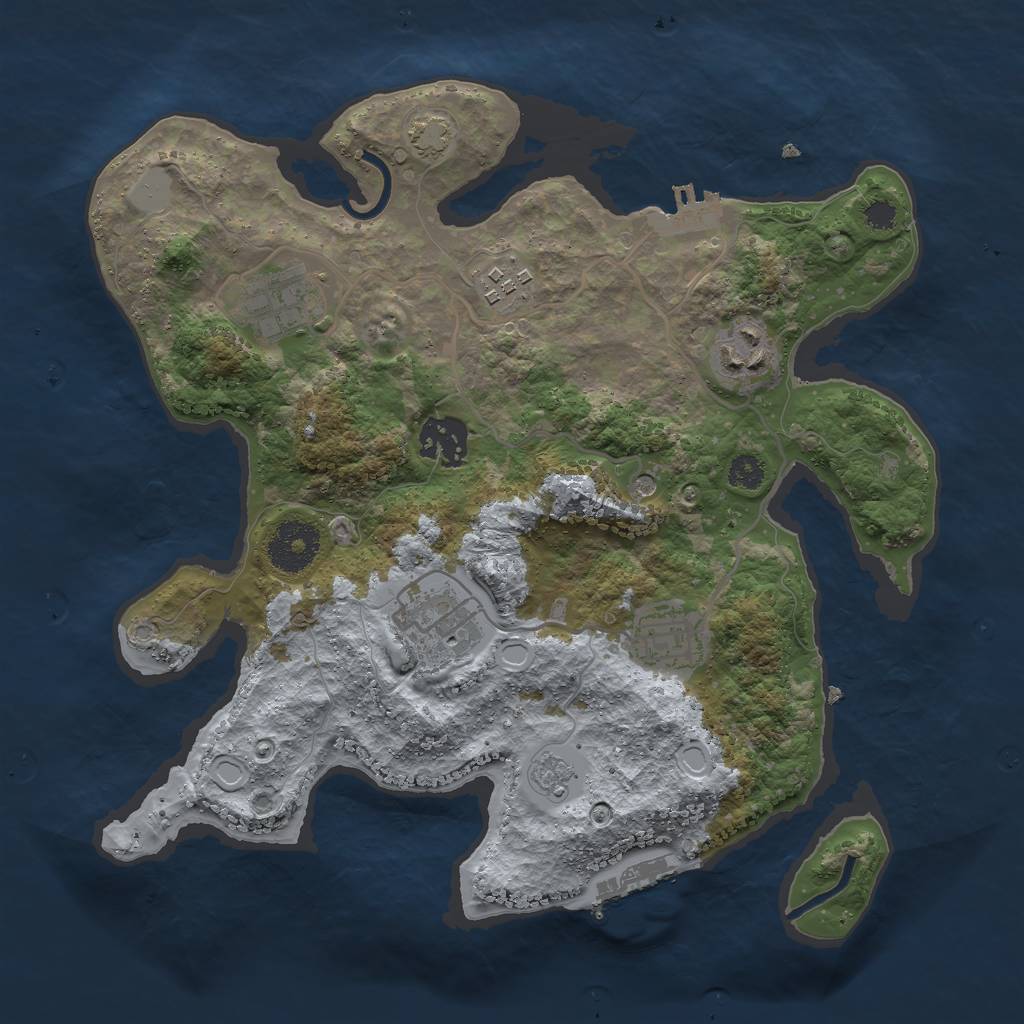 Rust Map: Procedural Map, Size: 3000, Seed: 801057429, 13 Monuments