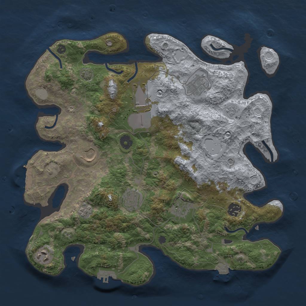 Rust Map: Procedural Map, Size: 3500, Seed: 1720837683, 16 Monuments