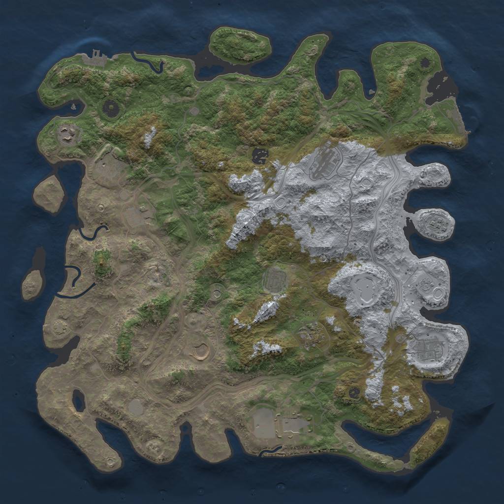 Rust Map: Procedural Map, Size: 4444, Seed: 12332, 19 Monuments