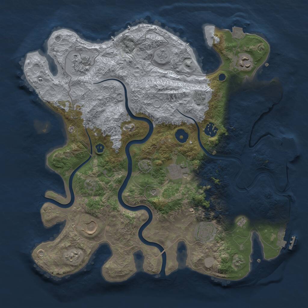 Rust Map: Procedural Map, Size: 3500, Seed: 1159168110, 13 Monuments