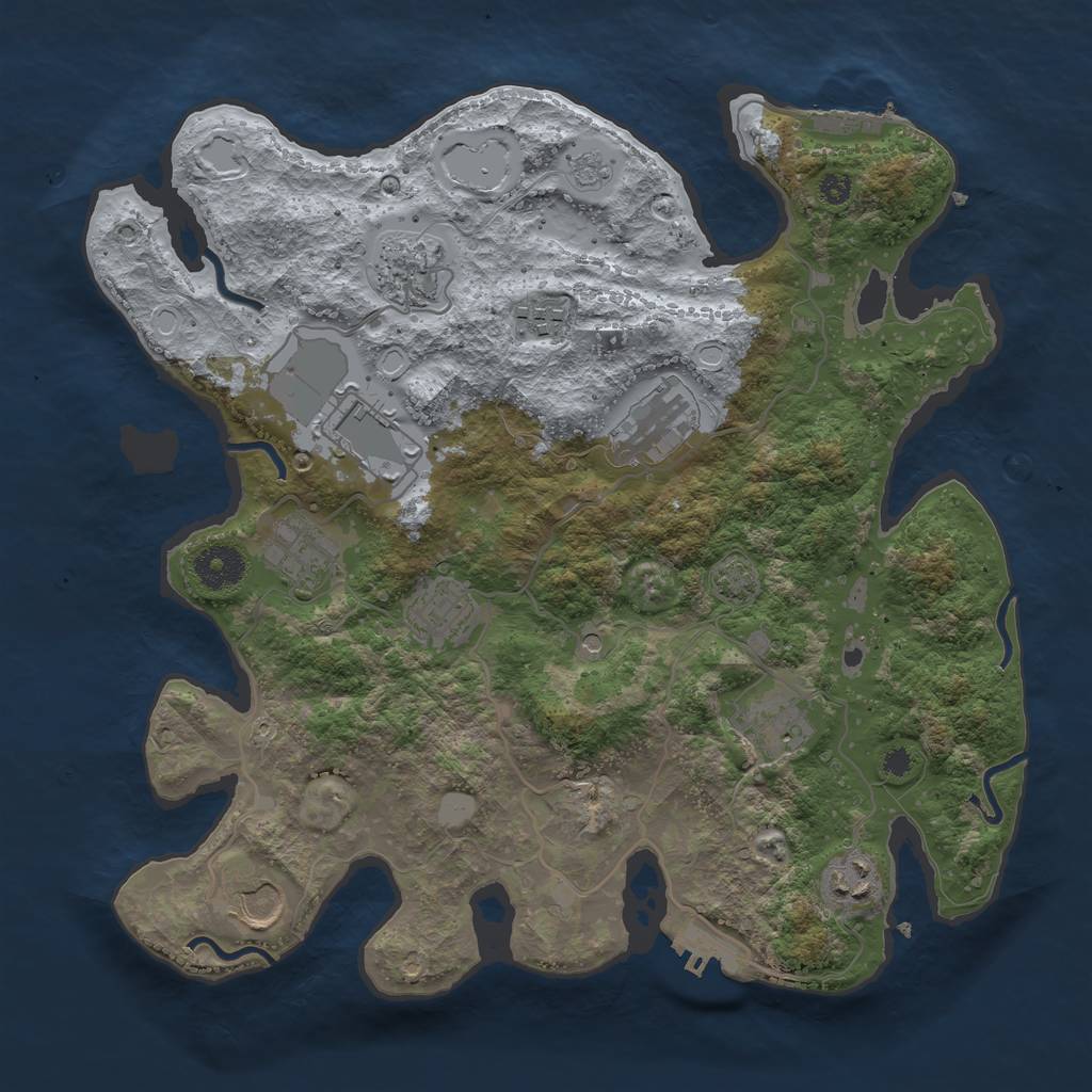 Rust Map: Procedural Map, Size: 3500, Seed: 1159168110, 17 Monuments