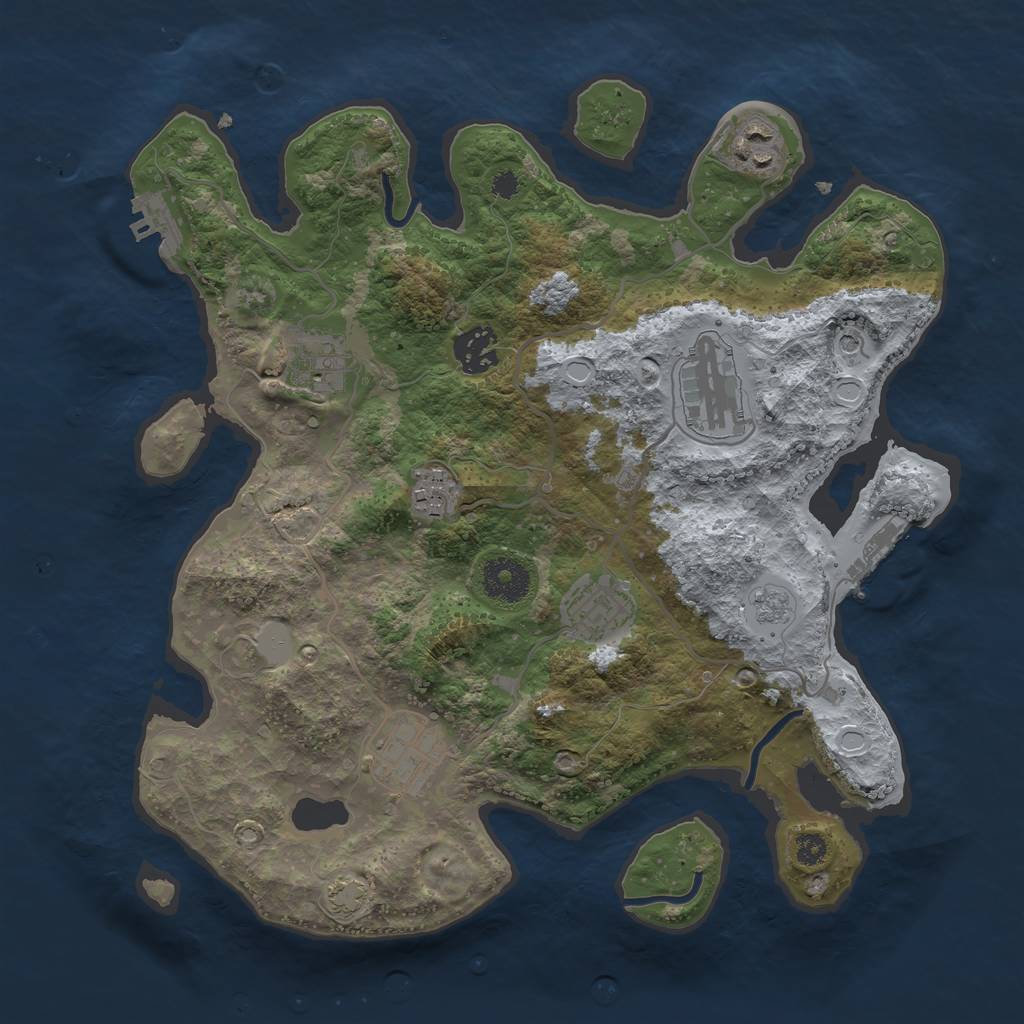 Rust Map: Procedural Map, Size: 3300, Seed: 722750079, 15 Monuments