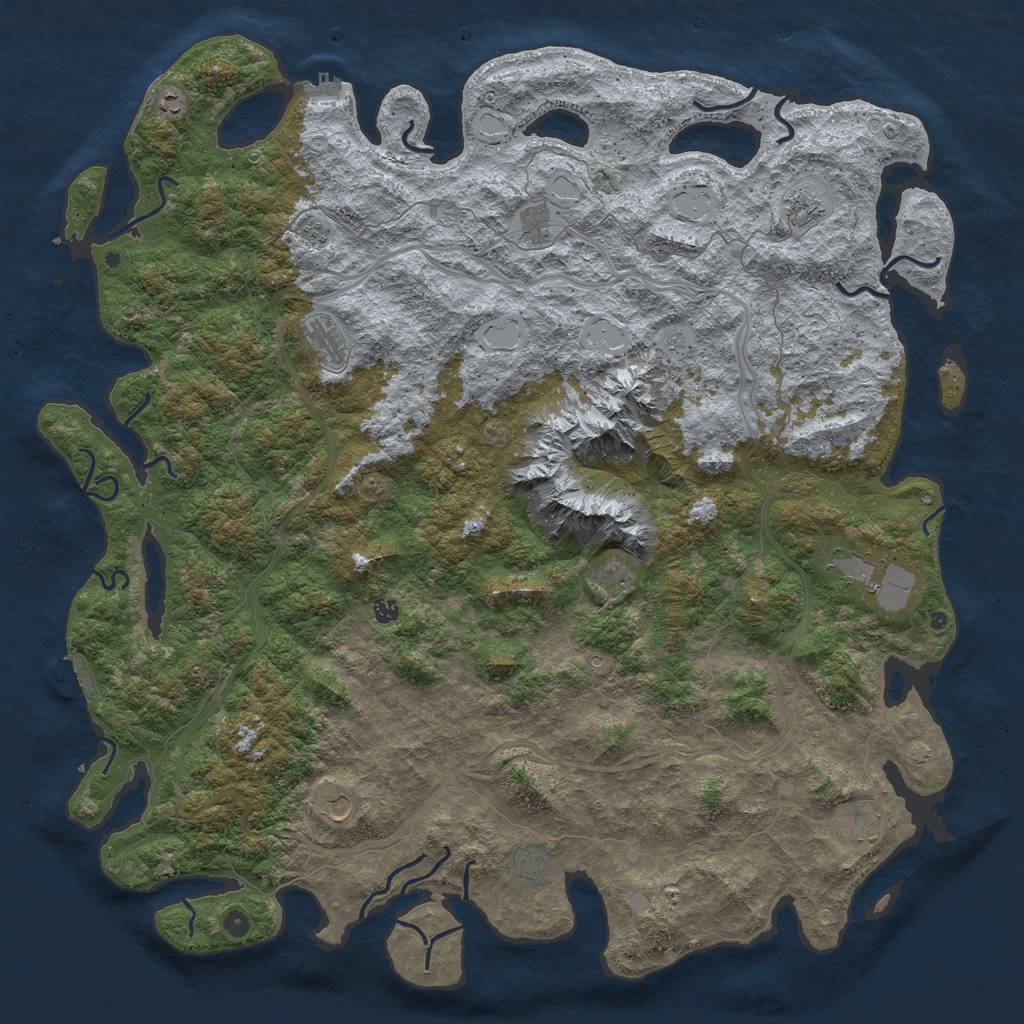 Rust Map: Procedural Map, Size: 6000, Seed: 20230505, 18 Monuments