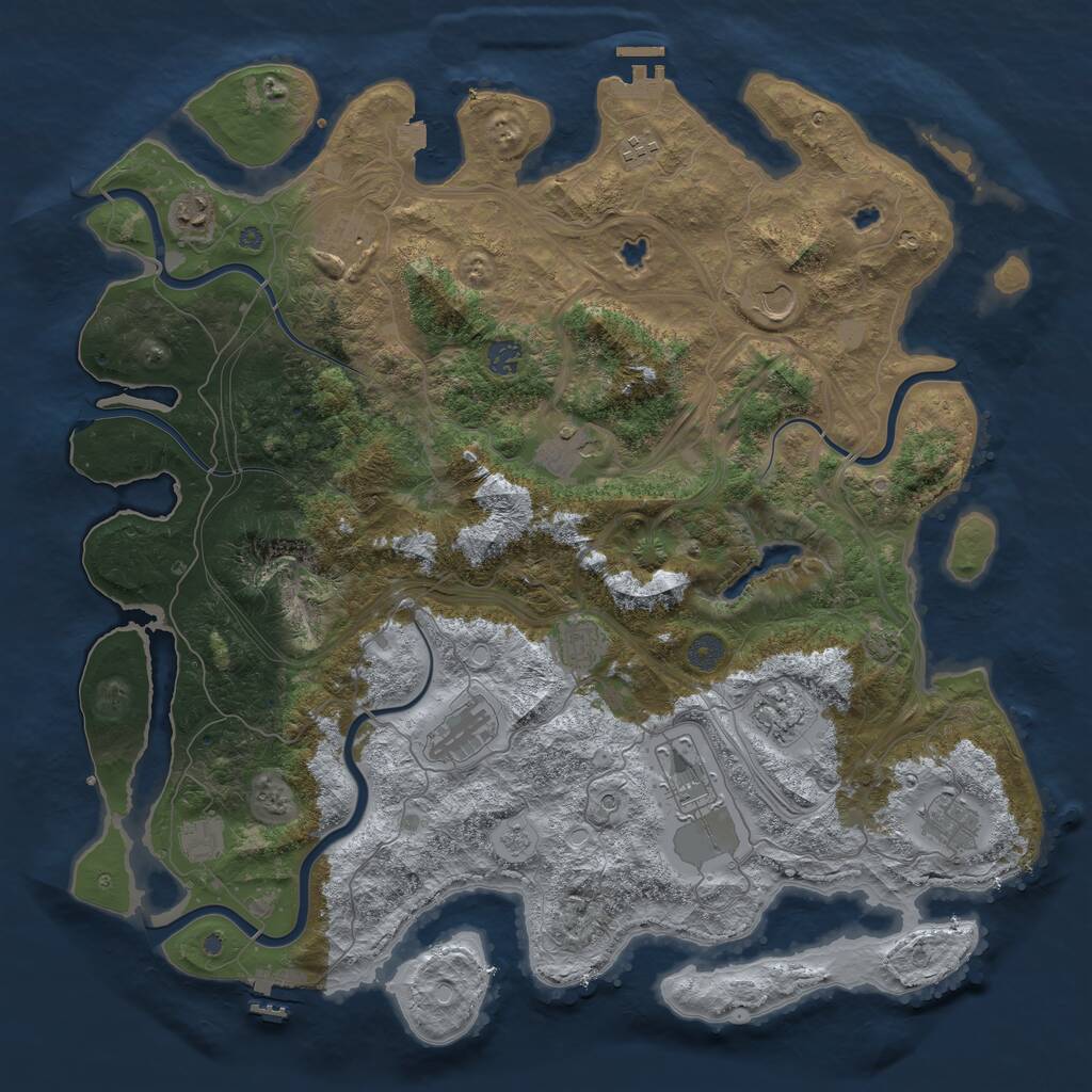 Rust Map: Procedural Map, Size: 4560, Seed: 23075, 19 Monuments