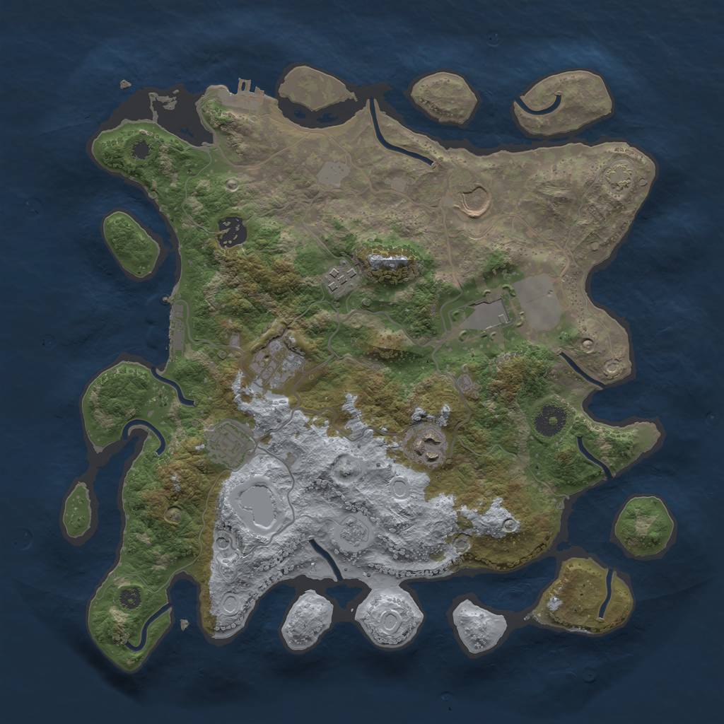 Rust Map: Procedural Map, Size: 3500, Seed: 970280726, 14 Monuments