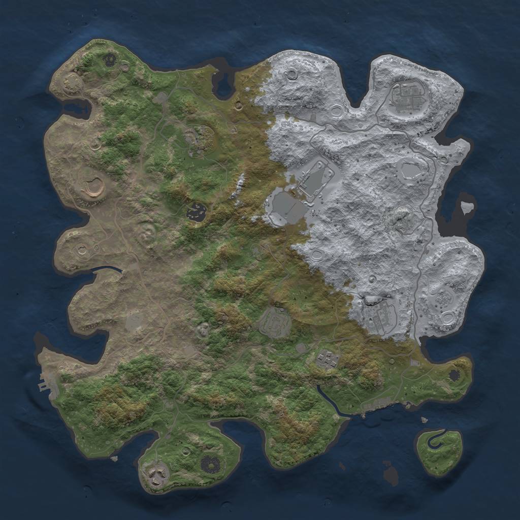 Rust Map: Procedural Map, Size: 4000, Seed: 11651524, 16 Monuments