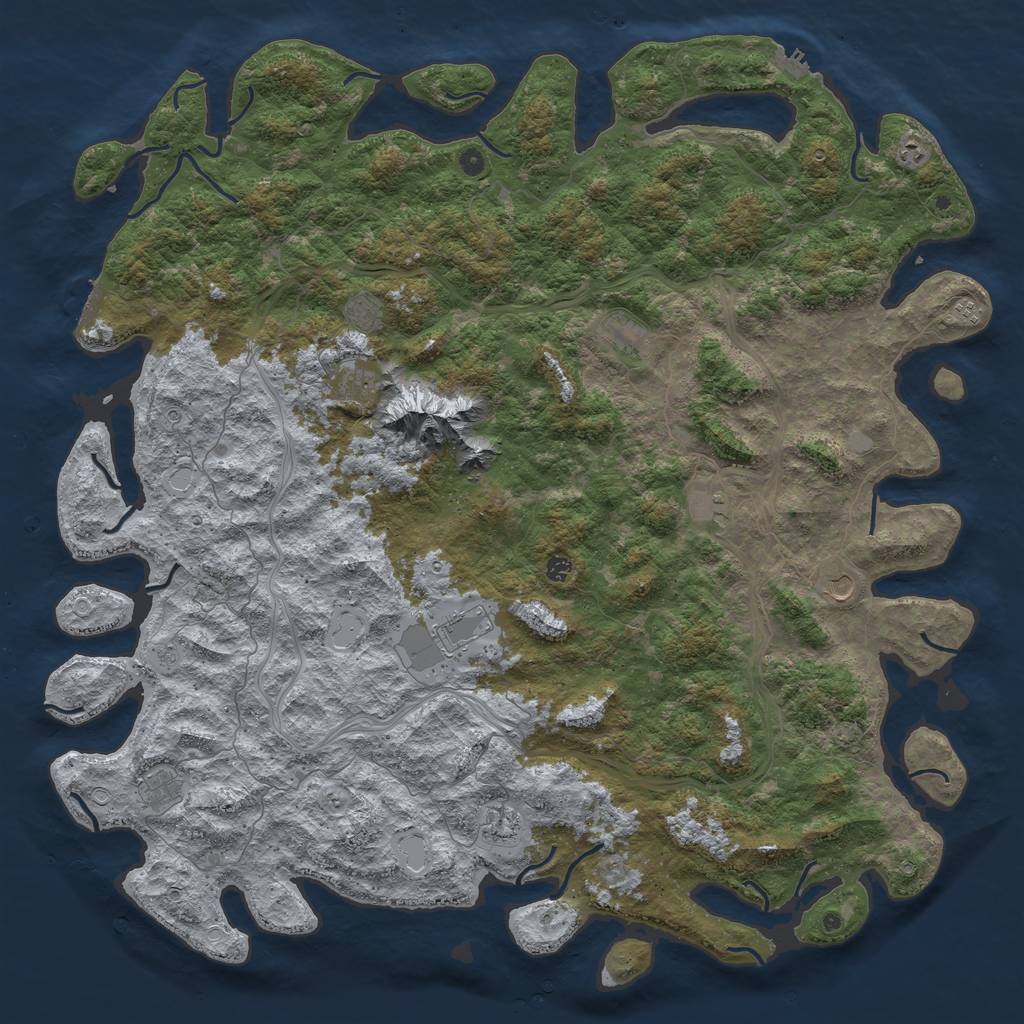 Rust Map: Procedural Map, Size: 6000, Seed: 991240699, 18 Monuments