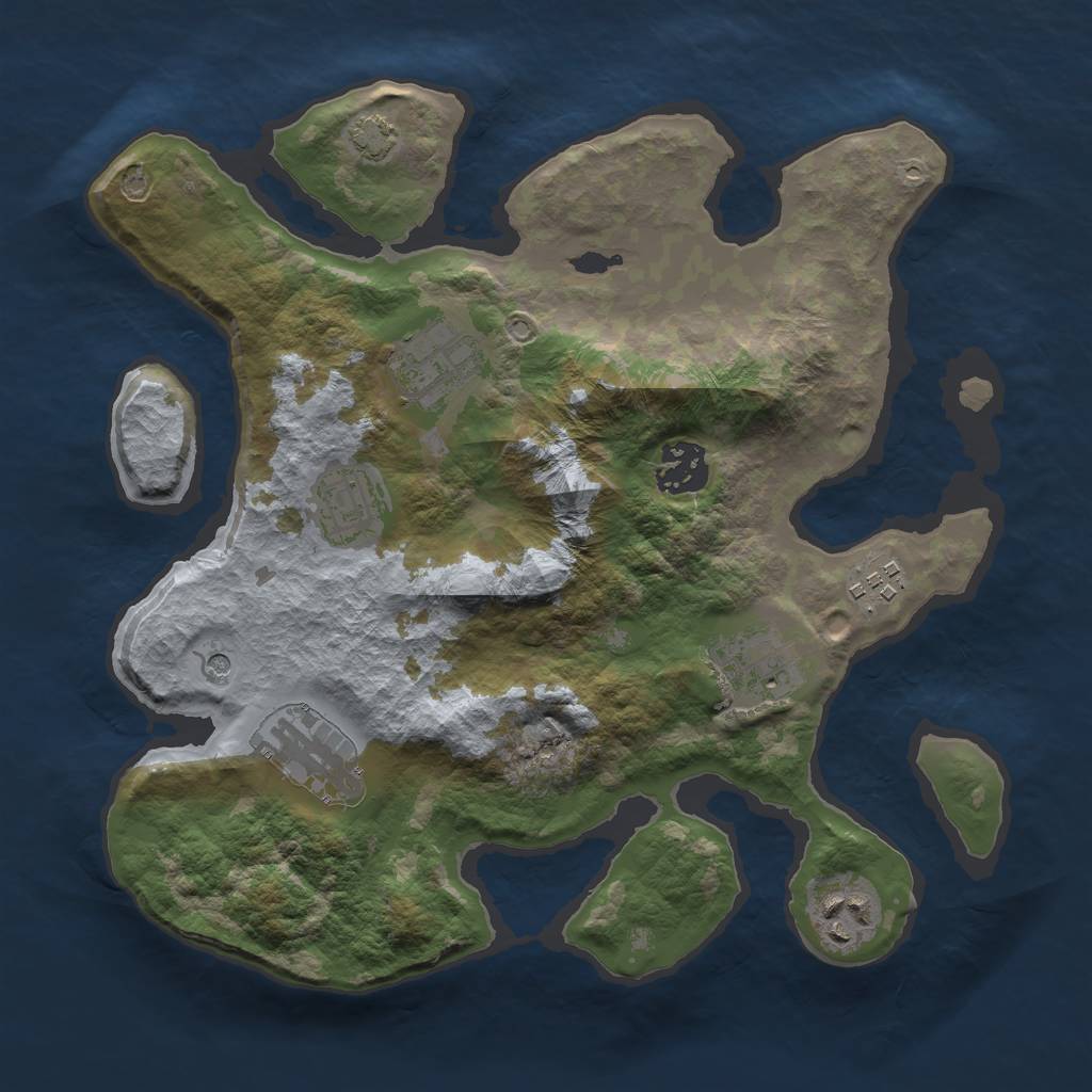 Rust Map: Barren, Size: 3000, Seed: 516504332, 10 Monuments
