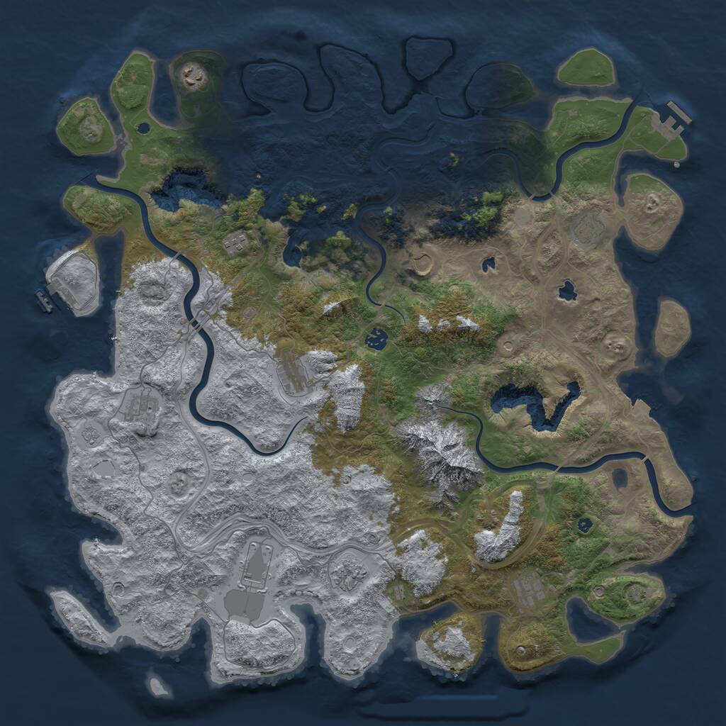 Rust Map: Procedural Map, Size: 5000, Seed: 270232862, 16 Monuments