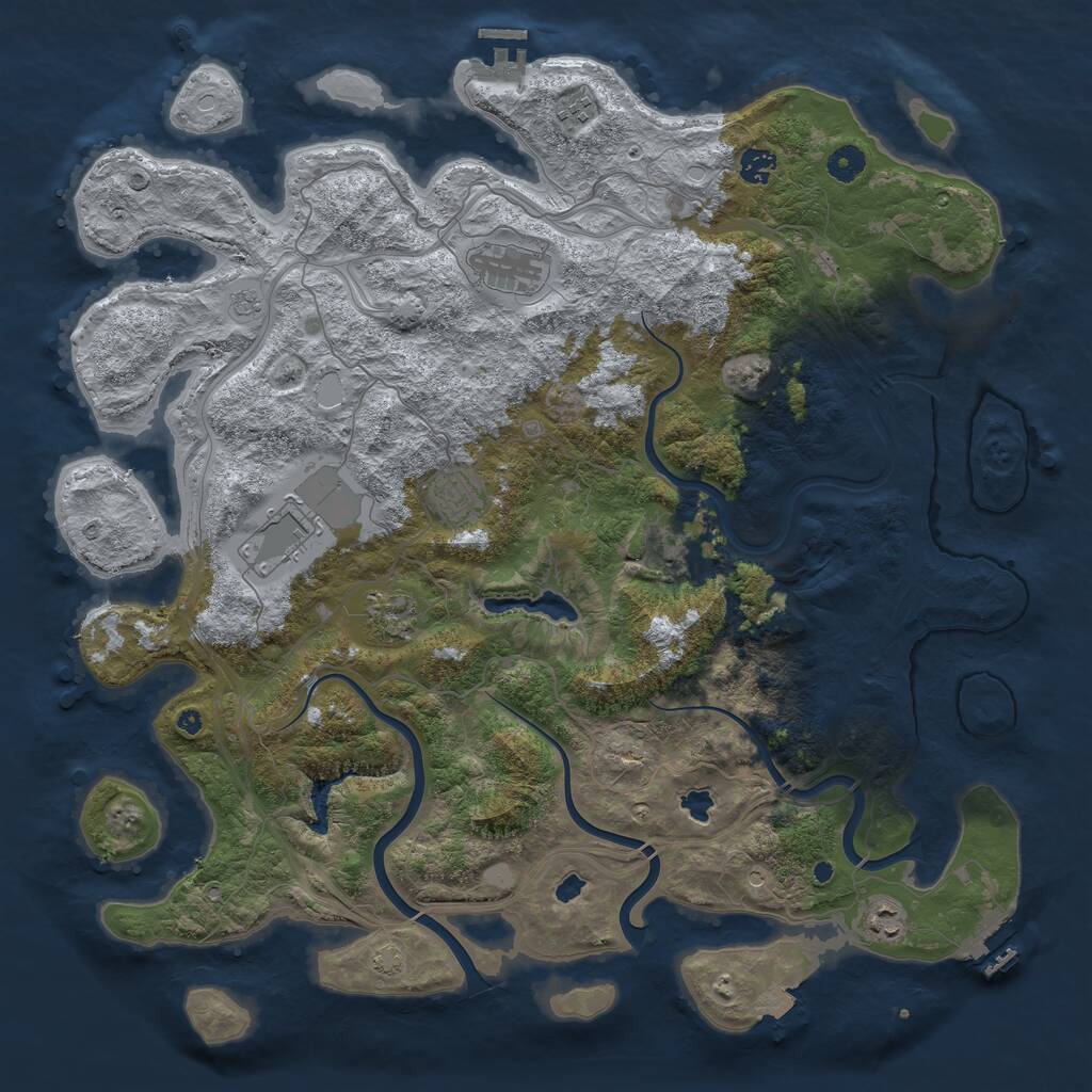 Rust Map: Procedural Map, Size: 4500, Seed: 1550748078, 14 Monuments