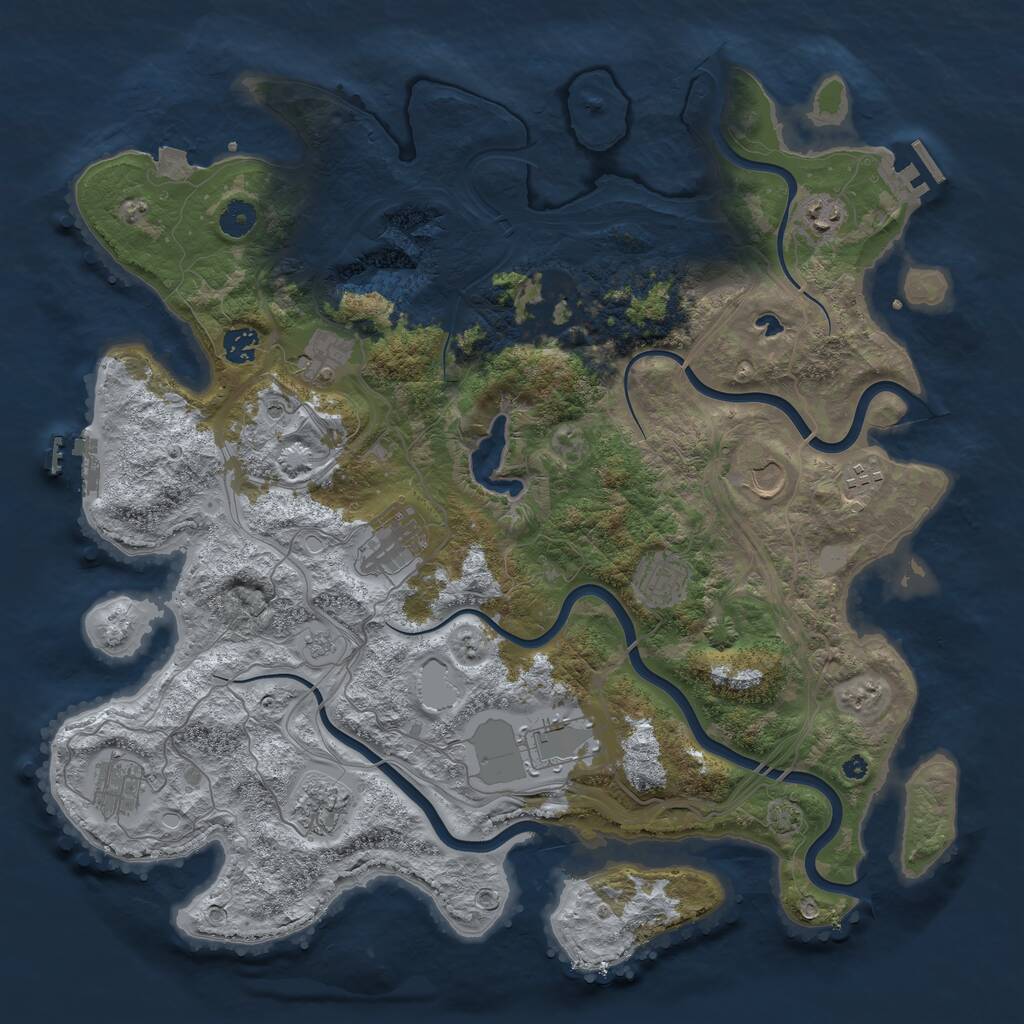 Rust Map: Procedural Map, Size: 4250, Seed: 779474722, 17 Monuments