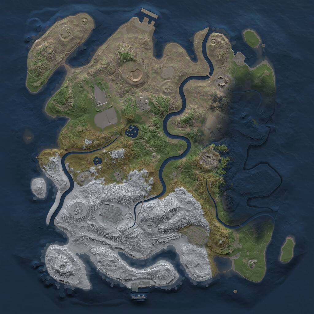 Rust Map: Procedural Map, Size: 3600, Seed: 2013773393, 14 Monuments