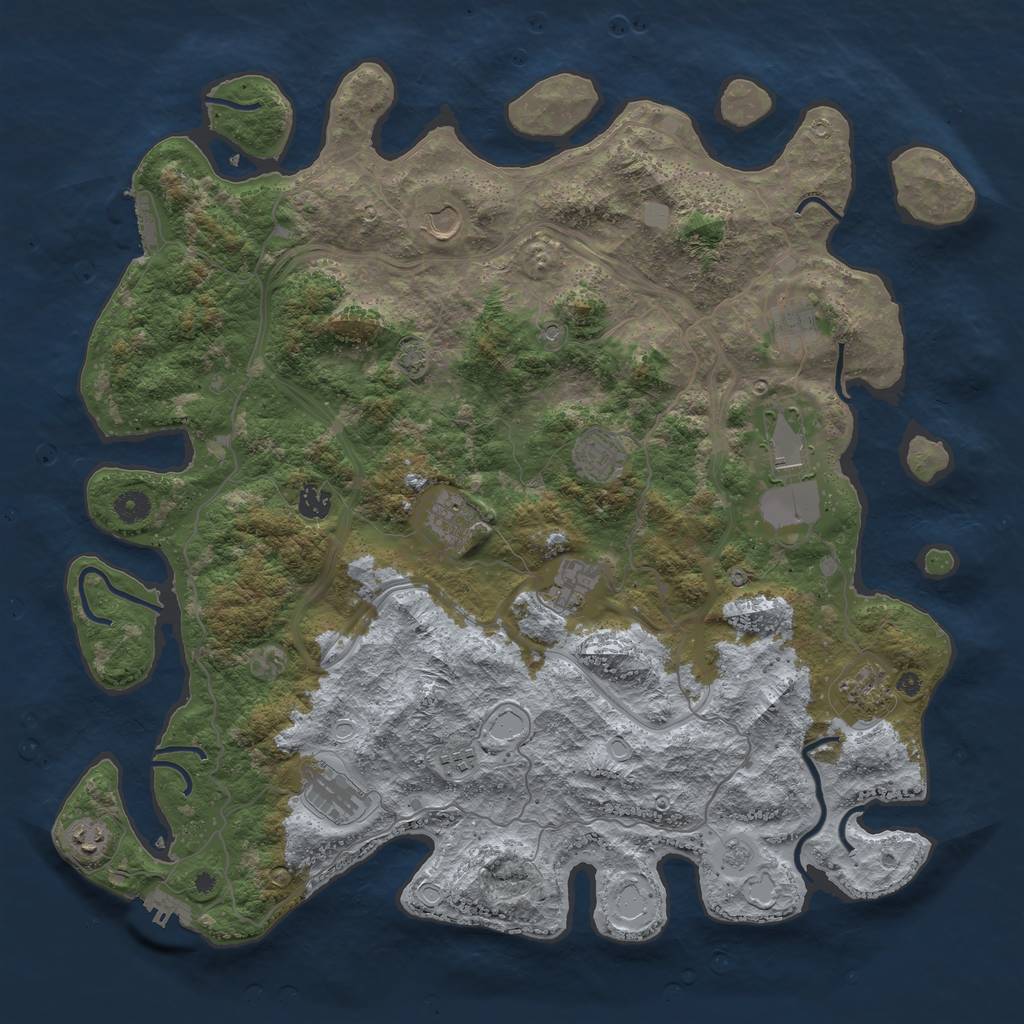Rust Map: Procedural Map, Size: 4500, Seed: 599559314, 18 Monuments