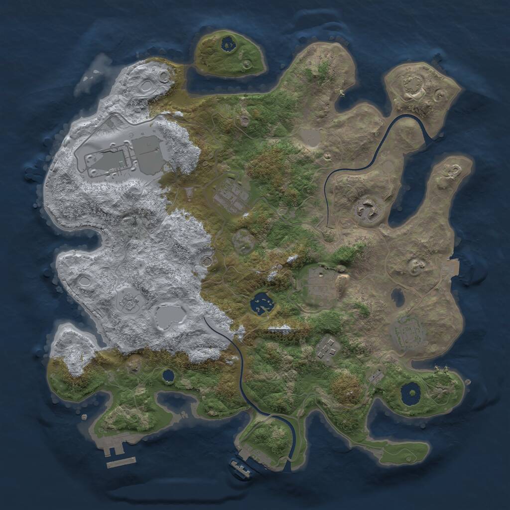 Rust Map: Procedural Map, Size: 3500, Seed: 32193575, 13 Monuments