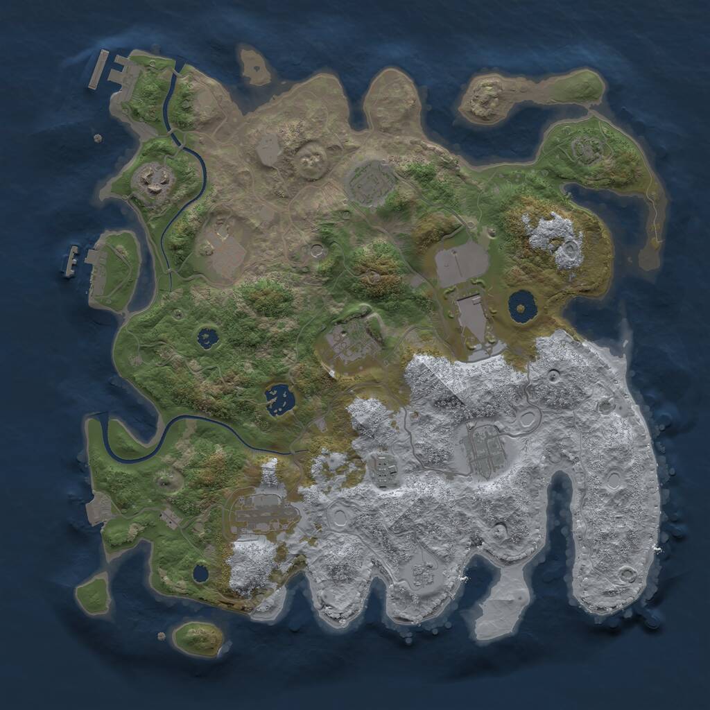 Rust Map: Procedural Map, Size: 3500, Seed: 21197461, 15 Monuments