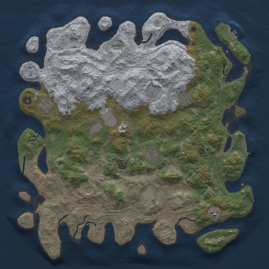 Rust Map: Procedural Map, Size: 4500, Seed: 918058763, 17 Monuments