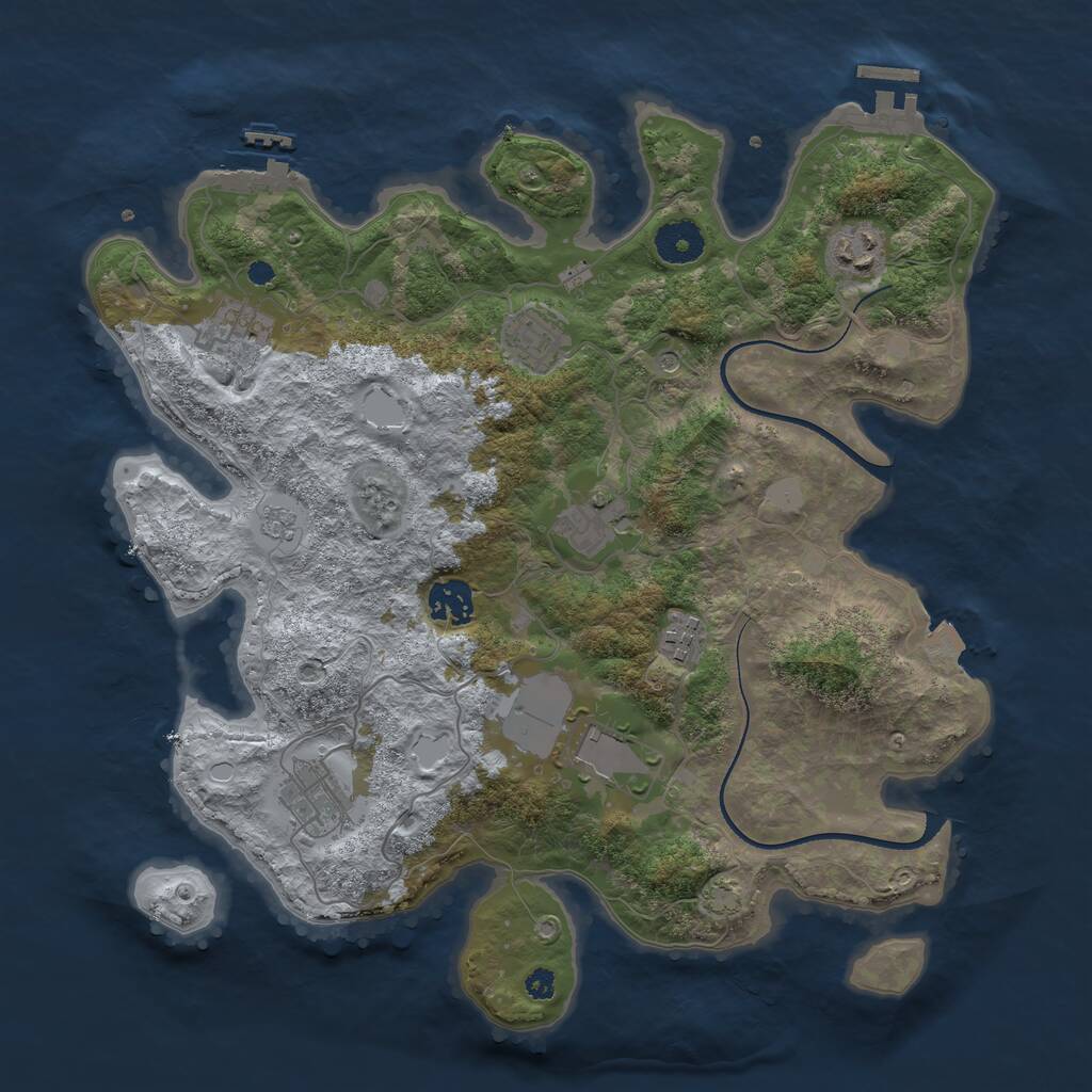 Rust Map: Procedural Map, Size: 3550, Seed: 65858568, 14 Monuments