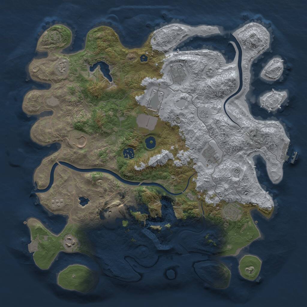 Rust Map: Procedural Map, Size: 4000, Seed: 893802360, 14 Monuments