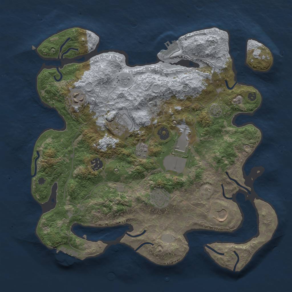 Rust Map: Procedural Map, Size: 3500, Seed: 889603829, 13 Monuments