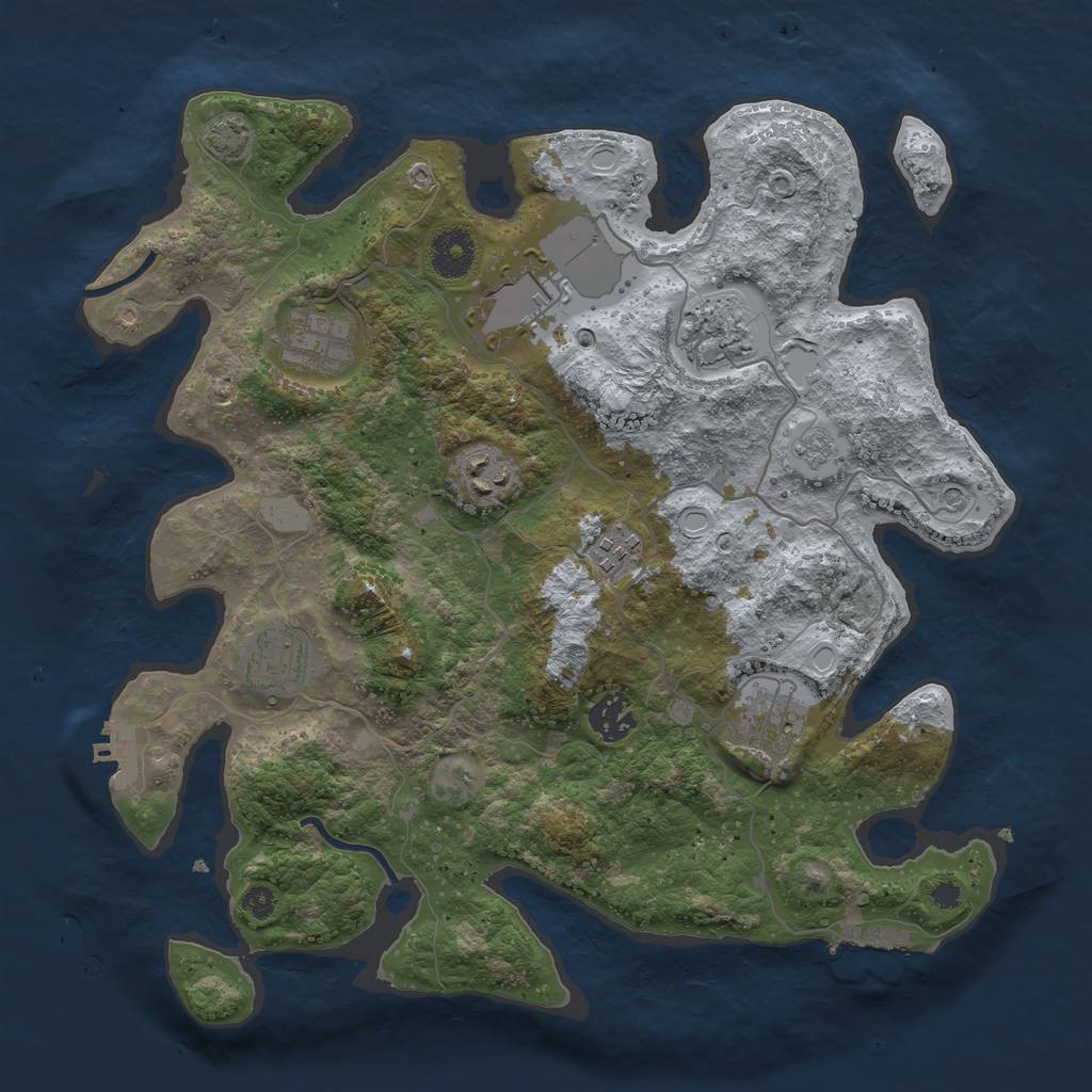 Rust Map: Procedural Map, Size: 3500, Seed: 1372157546, 15 Monuments