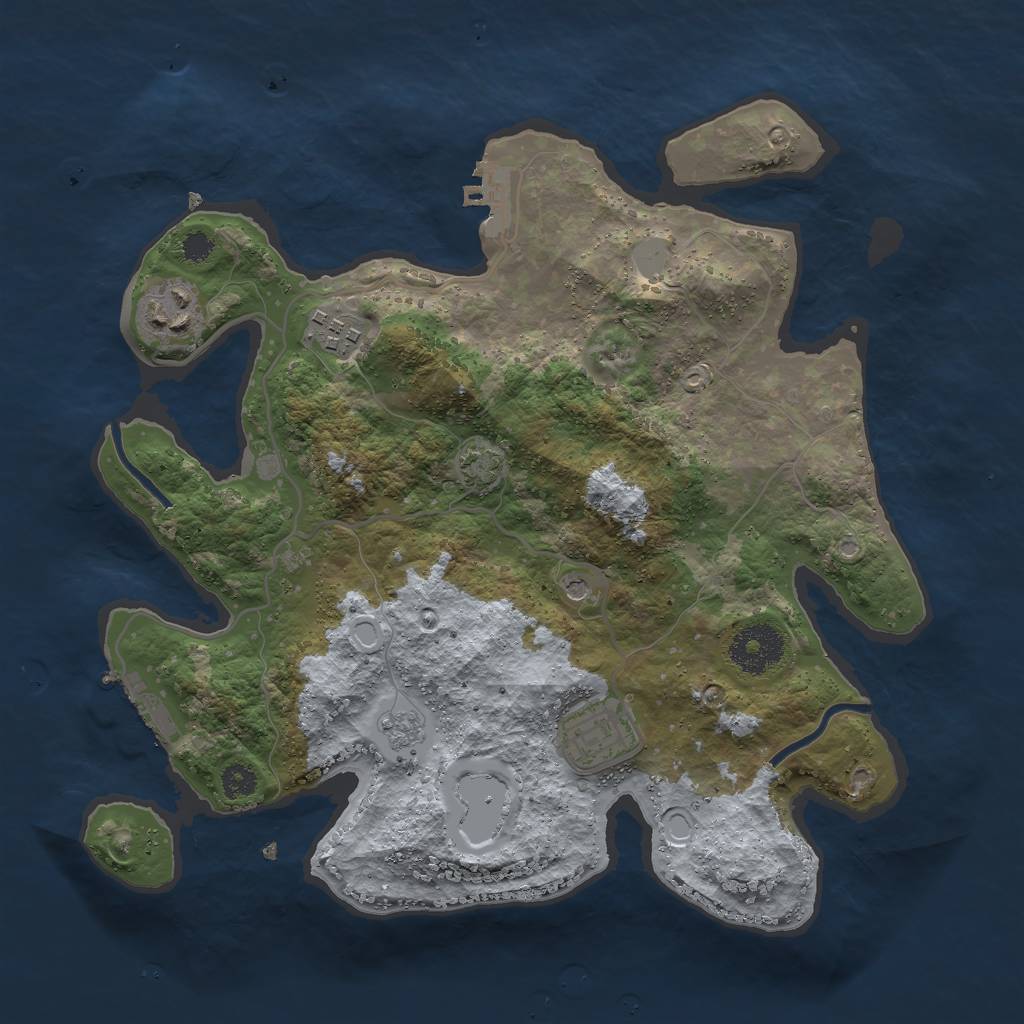 Rust Map: Procedural Map, Size: 3000, Seed: 20237, 10 Monuments