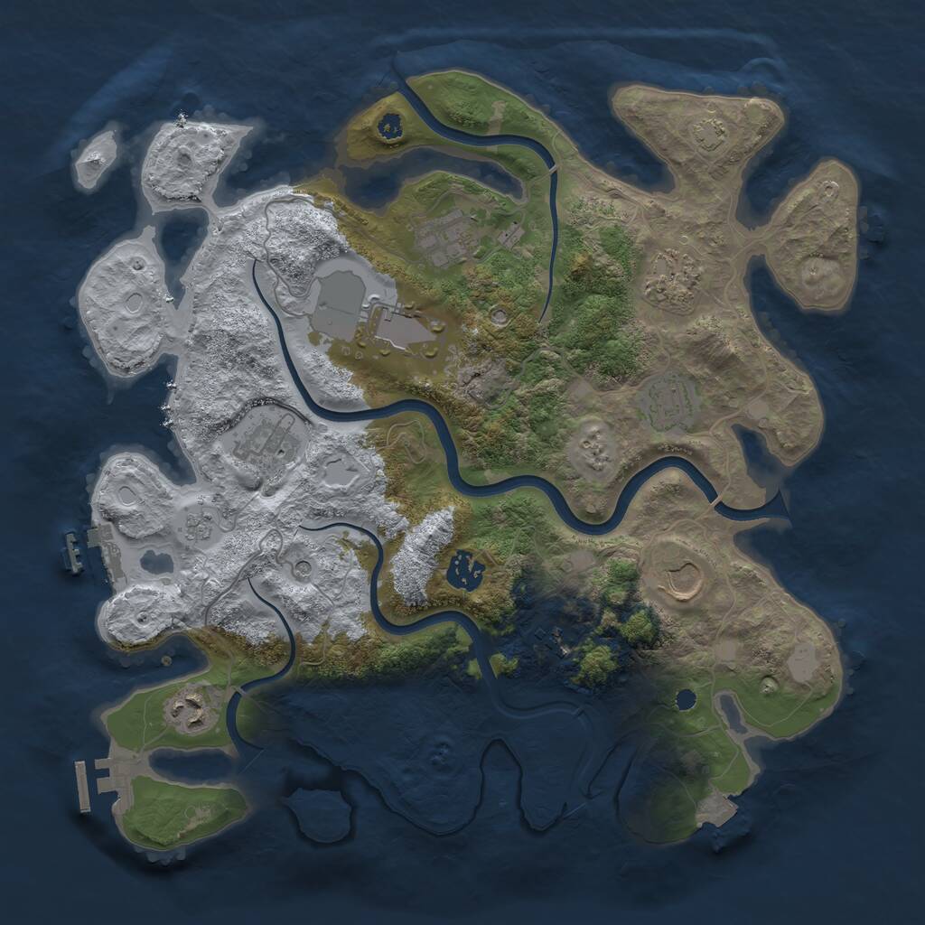 Rust Map: Procedural Map, Size: 3650, Seed: 29773583, 15 Monuments
