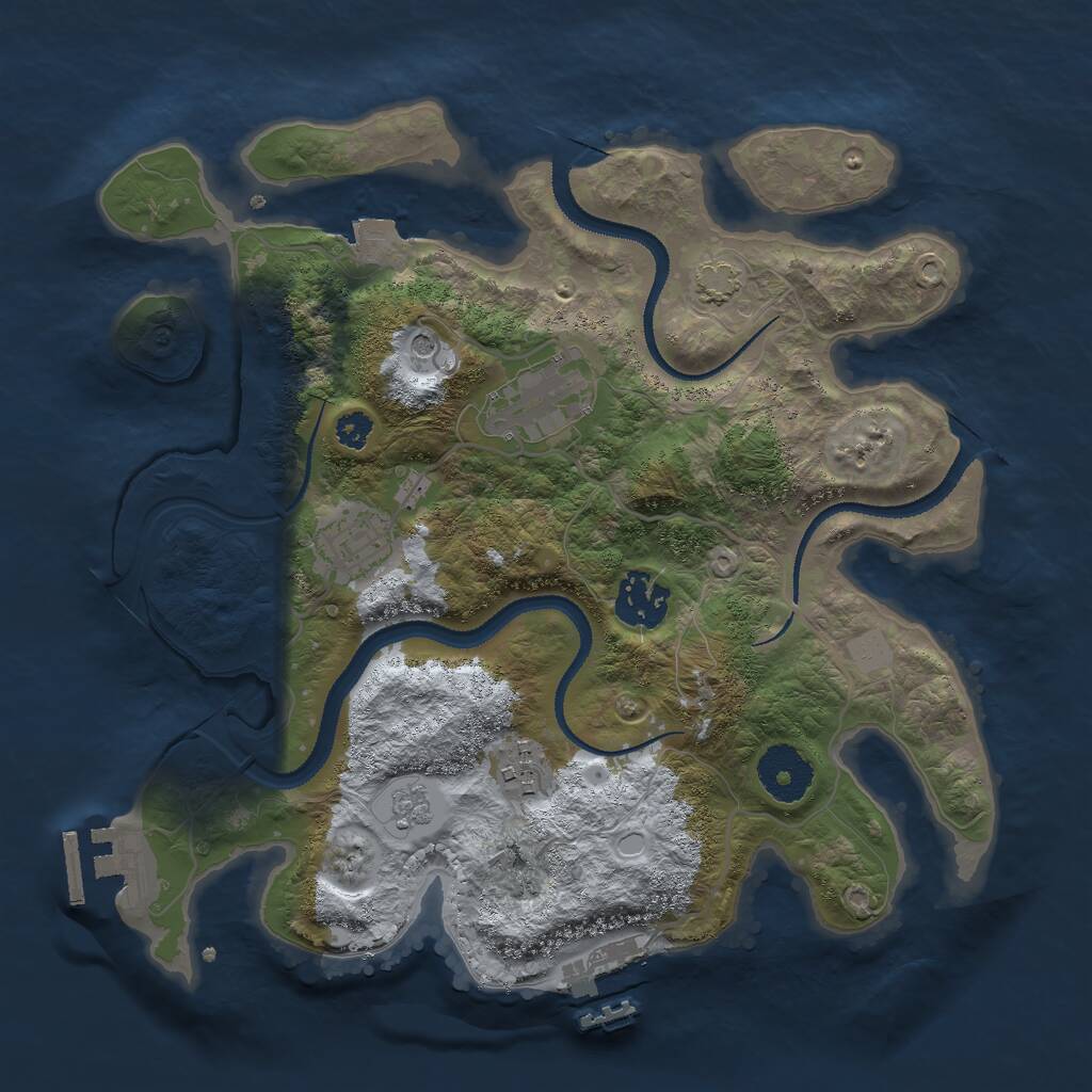 Rust Map: Procedural Map, Size: 3000, Seed: 177727, 10 Monuments