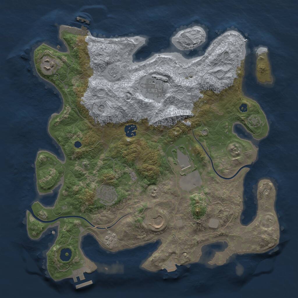 Rust Map: Procedural Map, Size: 3500, Seed: 24472, 13 Monuments