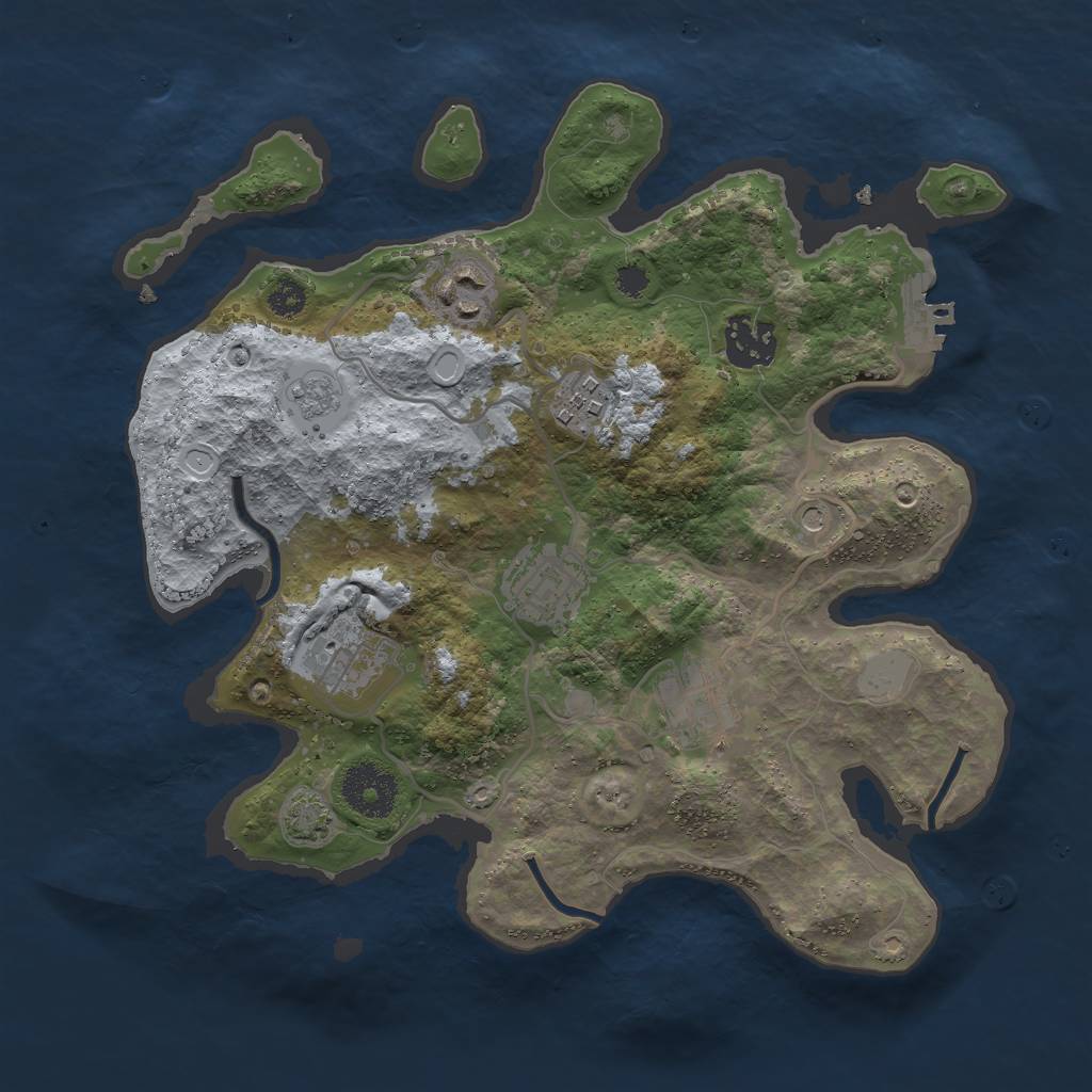 Rust Map: Procedural Map, Size: 3000, Seed: 852181330, 12 Monuments
