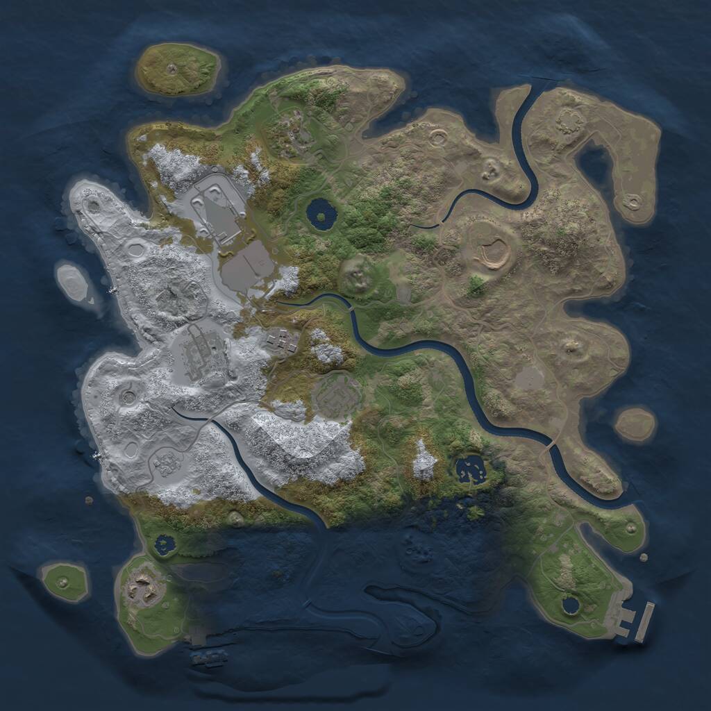 Rust Map: Procedural Map, Size: 3500, Seed: 1203107978, 14 Monuments