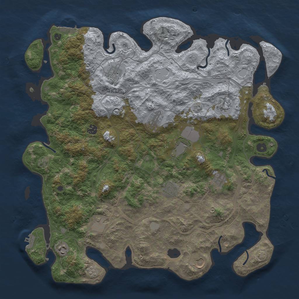 Rust Map: Procedural Map, Size: 4500, Seed: 1073337861, 18 Monuments