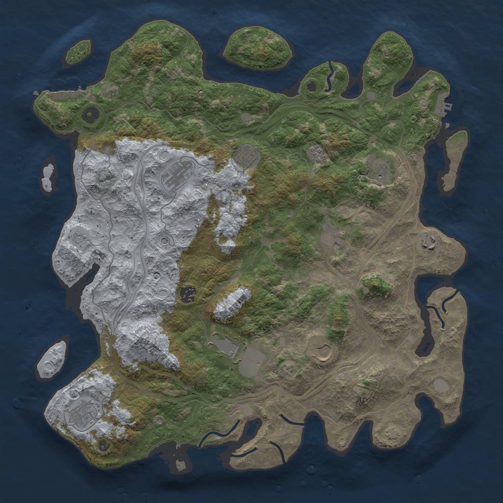 Rust Map: Procedural Map, Size: 4500, Seed: 946046, 17 Monuments