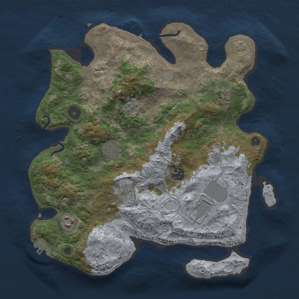 Rust Map: Procedural Map, Size: 3500, Seed: 609939626, 14 Monuments