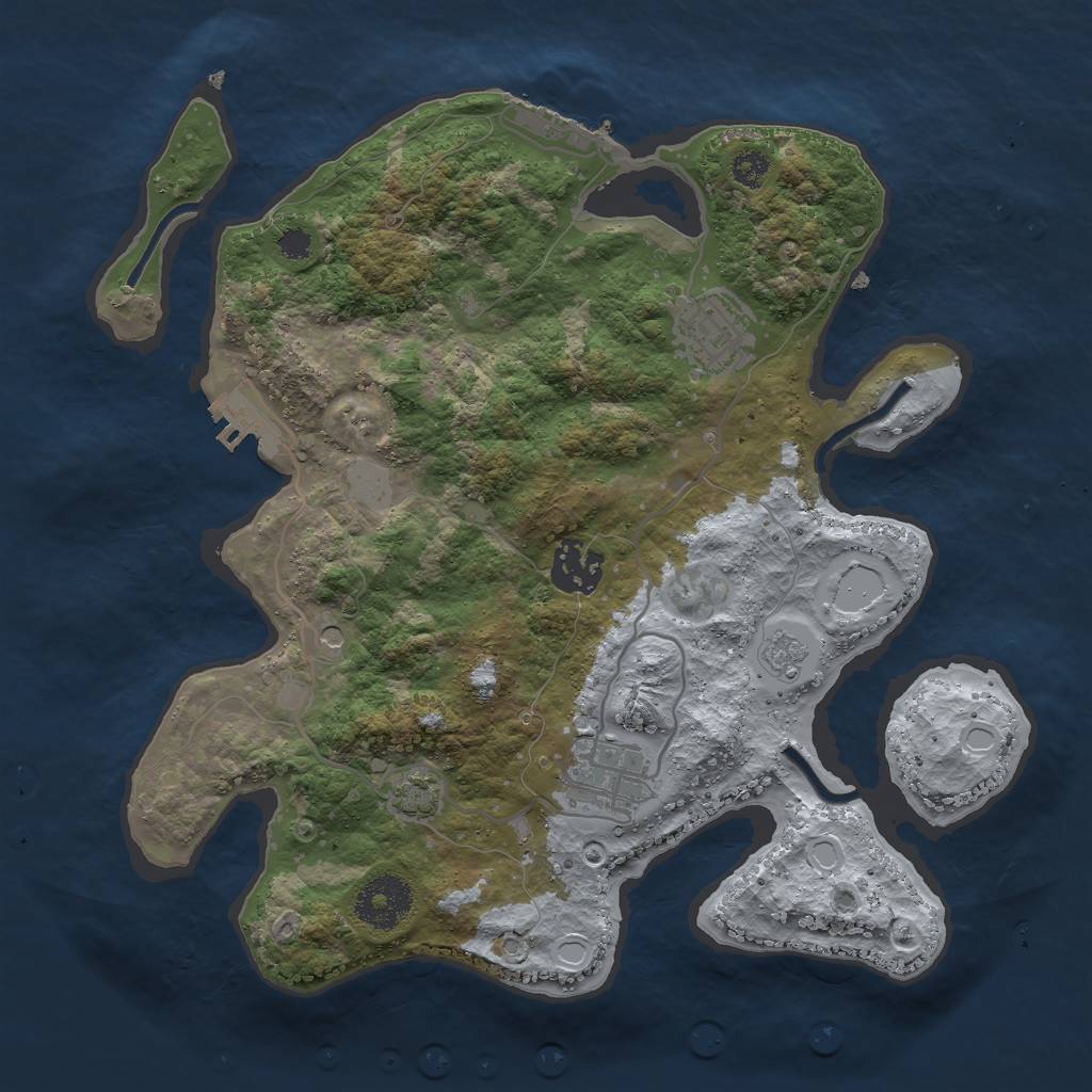Rust Map: Procedural Map, Size: 3000, Seed: 28320, 10 Monuments