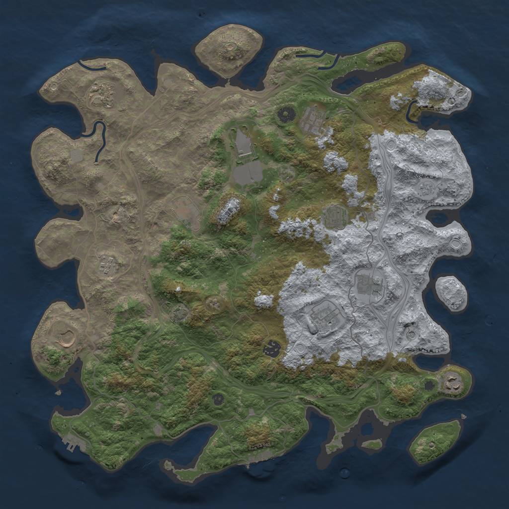Rust Map: Procedural Map, Size: 4500, Seed: 46541654, 18 Monuments