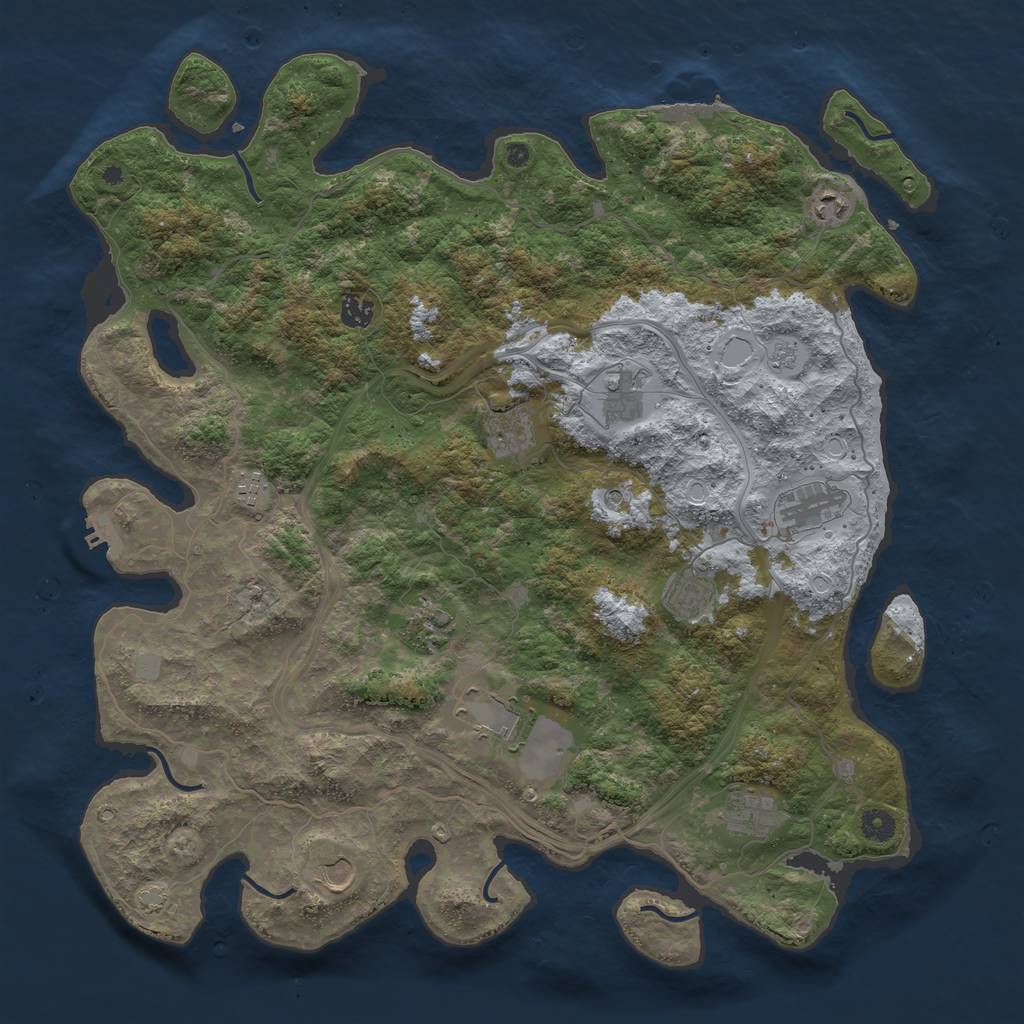 Rust Map: Procedural Map, Size: 4500, Seed: 1654299425, 18 Monuments