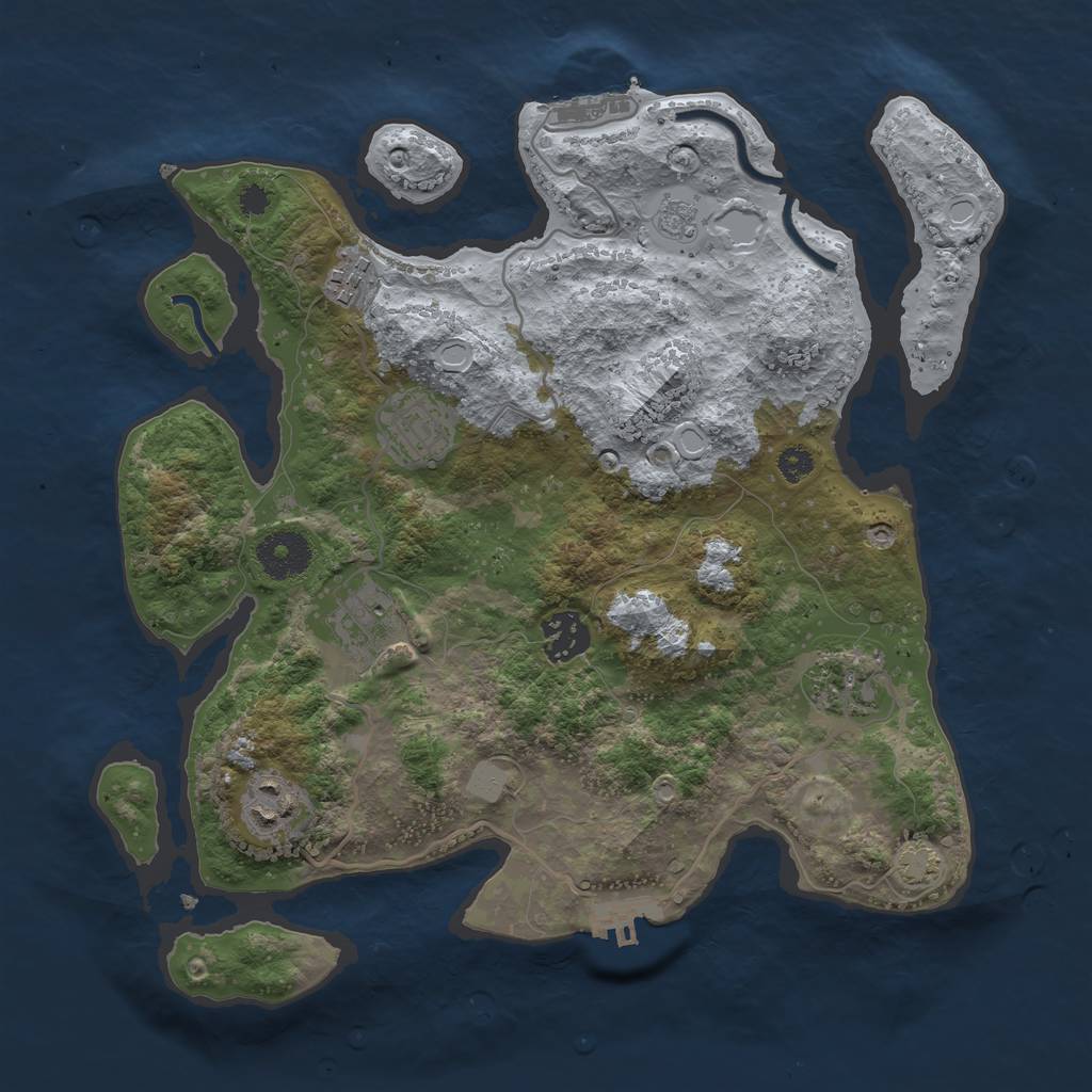 Rust Map: Procedural Map, Size: 3250, Seed: 464629295, 12 Monuments