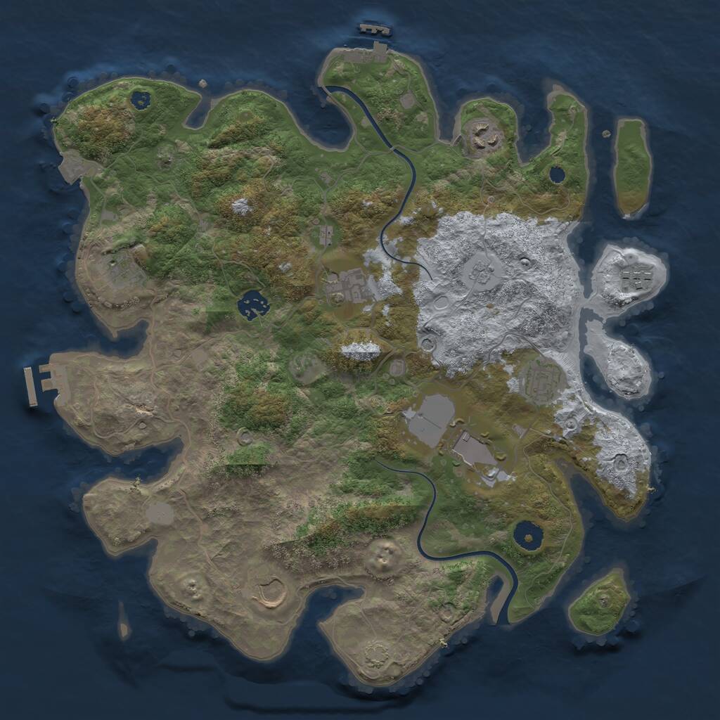 Rust Map: Procedural Map, Size: 3700, Seed: 578234742, 14 Monuments