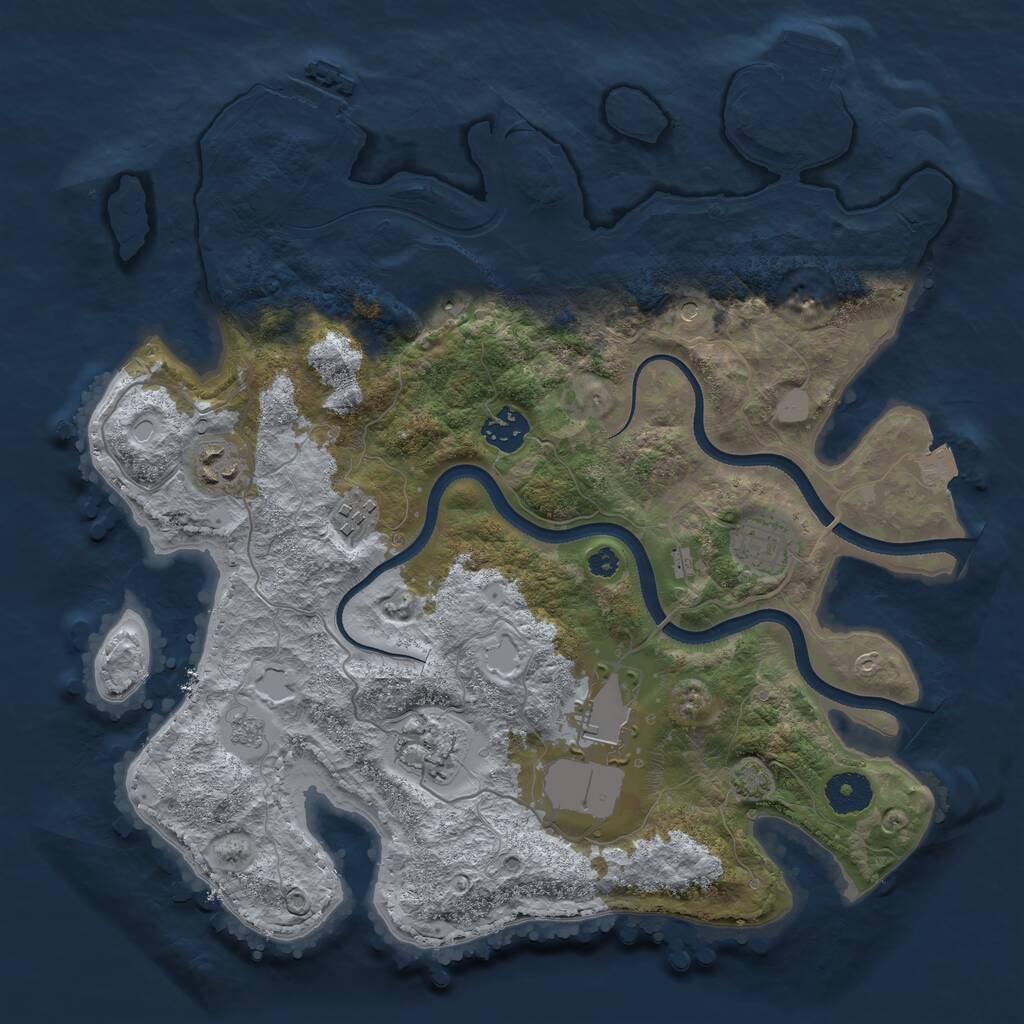 Rust Map: Procedural Map, Size: 3500, Seed: 2452535, 13 Monuments