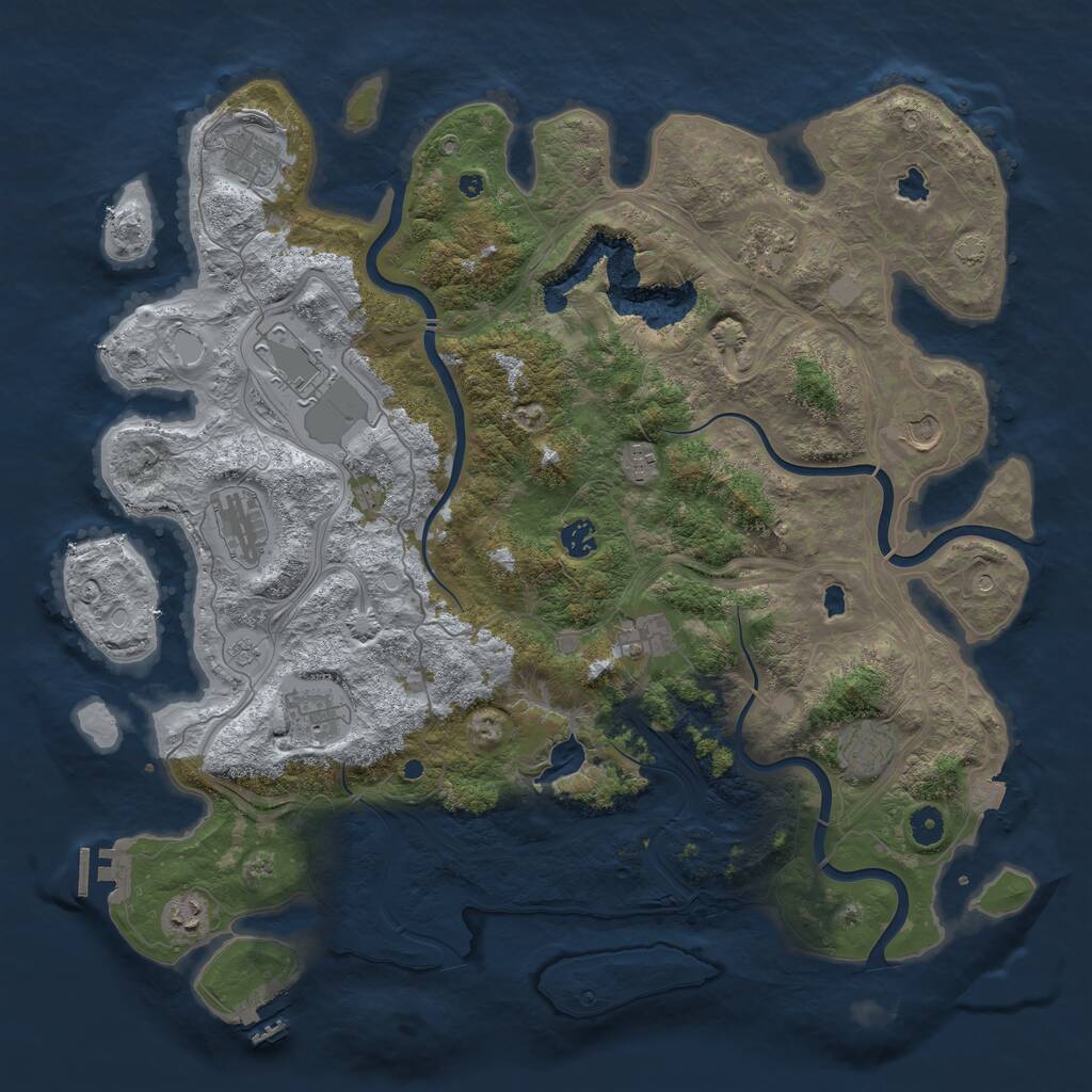 Rust Map: Procedural Map, Size: 4500, Seed: 446218649, 17 Monuments