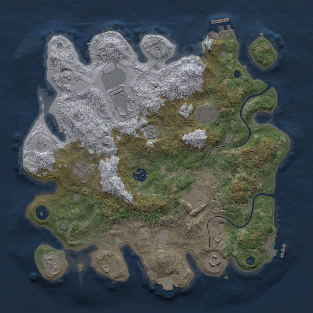 Rust Map: Procedural Map, Size: 3500, Seed: 468908038, 13 Monuments