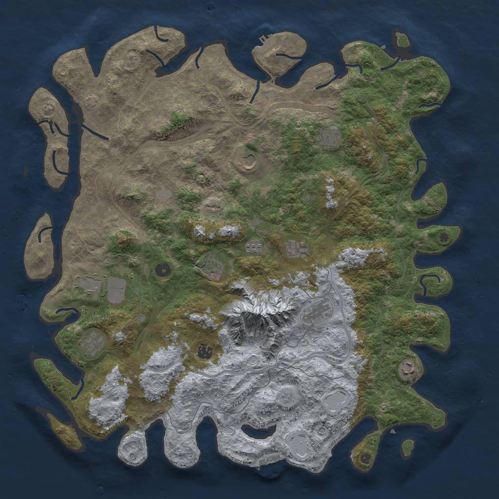 Rust Map: Procedural Map, Size: 5000, Seed: 77415629, 17 Monuments