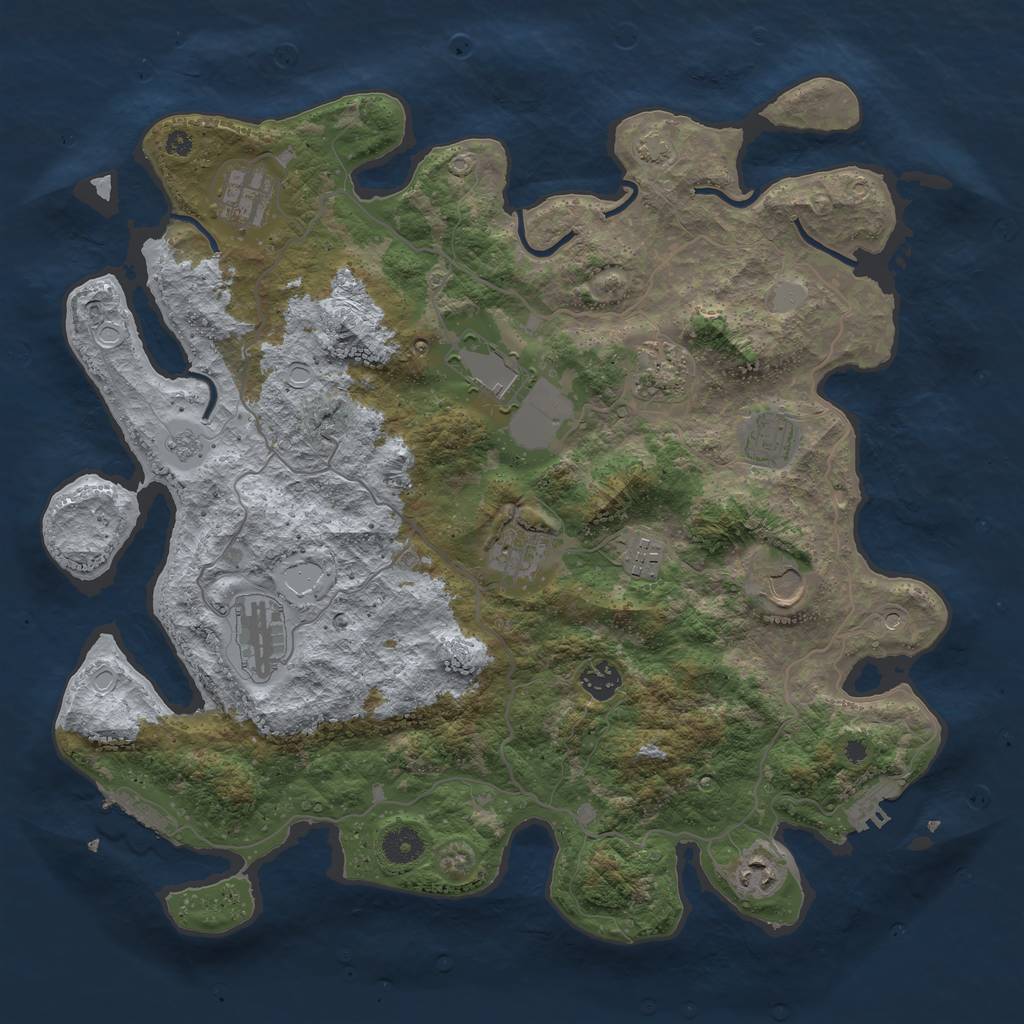 Rust Map: Procedural Map, Size: 4000, Seed: 1230430418, 17 Monuments