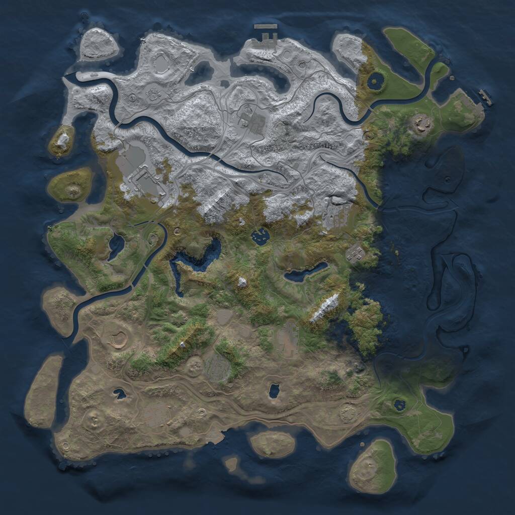 Rust Map: Procedural Map, Size: 4500, Seed: 26486548, 16 Monuments