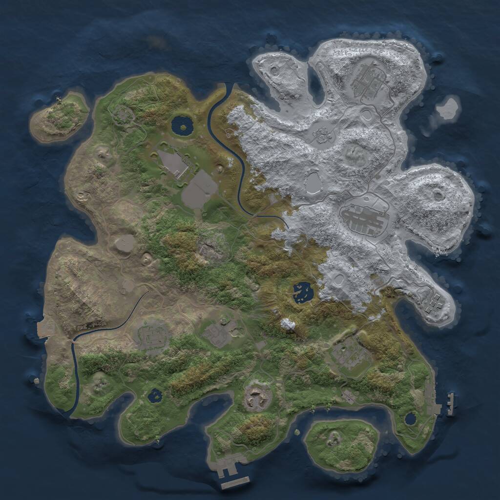 Rust Map: Procedural Map, Size: 3500, Seed: 225685005, 14 Monuments