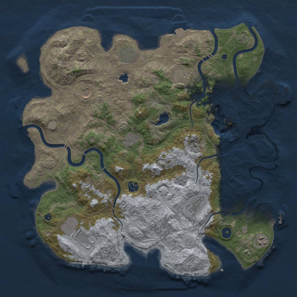 Rust Map: Procedural Map, Size: 4250, Seed: 828184833, 16 Monuments