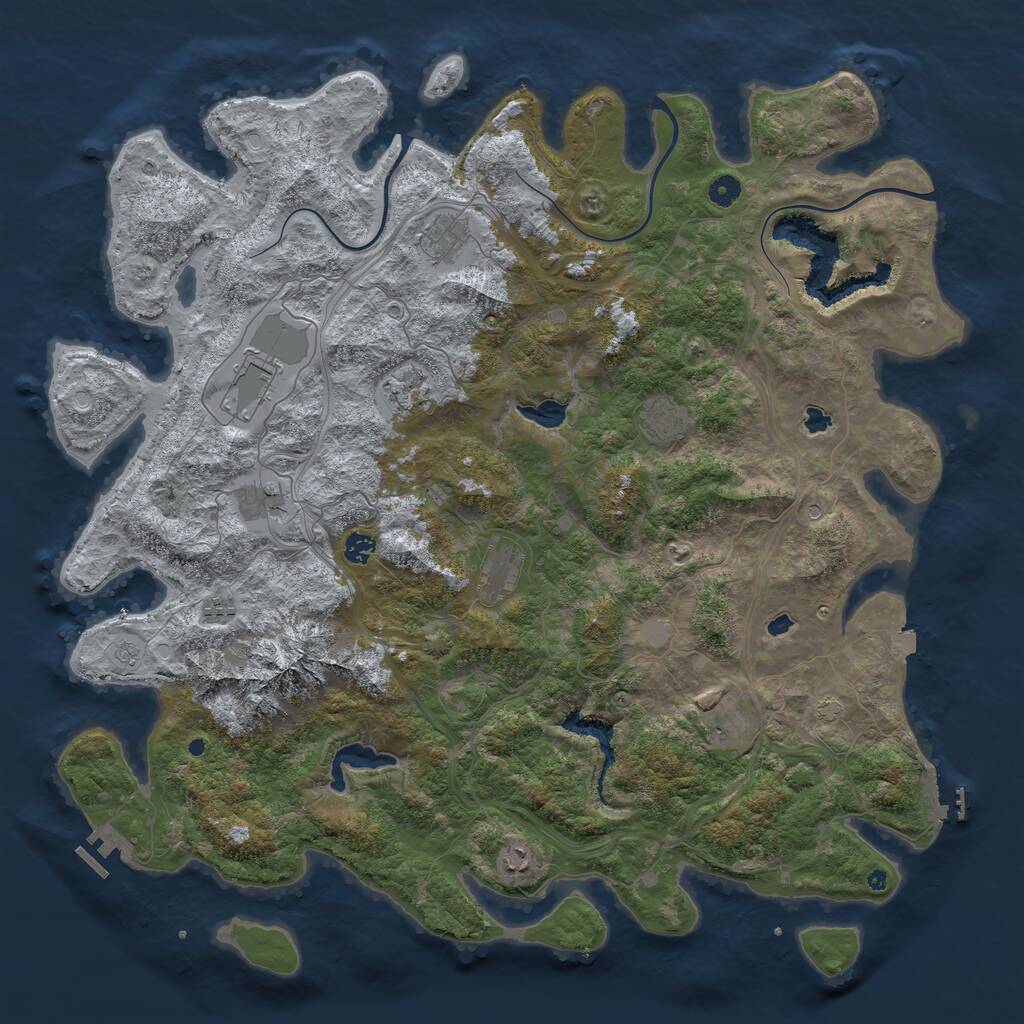 Rust Map: Procedural Map, Size: 5000, Seed: 636364, 16 Monuments